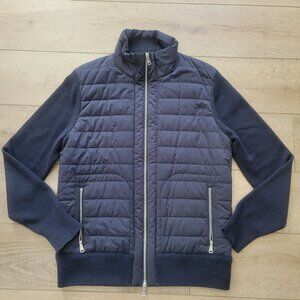 Banana Republic Men’s Large Navy Quilted Sweater Jacket Two-Way Zip.